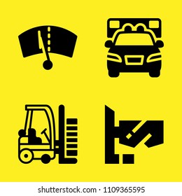 forklift, ambulance, snorkel and windshield vector icon set. Sample icons set for web and graphic design