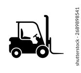 Forklift black icon isolated on white backrgound.