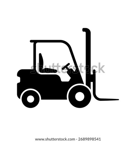 Forklift black icon isolated on white backrgound.