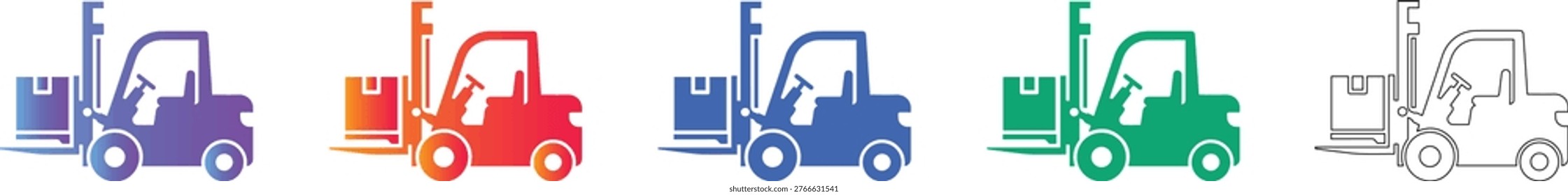 Forklift with Box Cargo Icons vol 1908