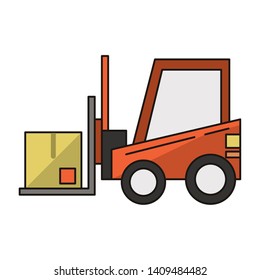 Forklift with box vehicle symbol vector illustration graphic design