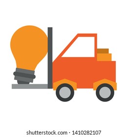 Forklift with bulb light cartoon vector illustration graphic design