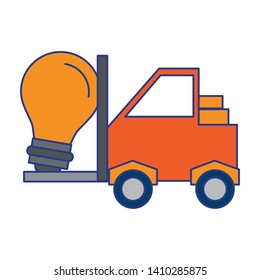 Forklift with bulb light cartoon vector illustration graphic design