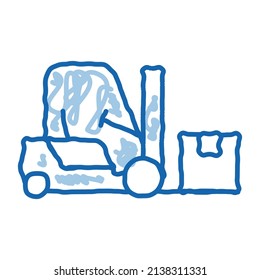 forklift car sketch icon vector. Hand drawn blue doodle line art forklift car sign. isolated symbol illustration