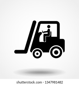 Forklift cargo men transport heavy weight freight shipping icon symbol vector illustration pictogram