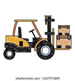Forklift cargo vehicle scribble