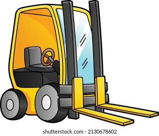 Forklift Cartoon Clipart Colored Illustration