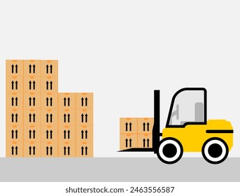 forklift cartoon style in warehouse illustration clip art and cardboard cartoon vector editable