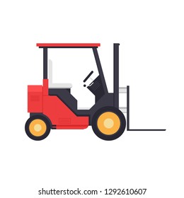 Forklift cartoon vector. free space for text.