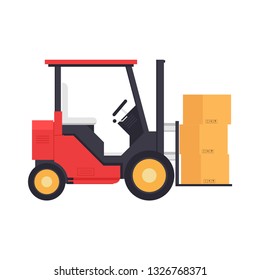 Forklift cartoon vector. free space for text. wallpaper. copy space. box vector.