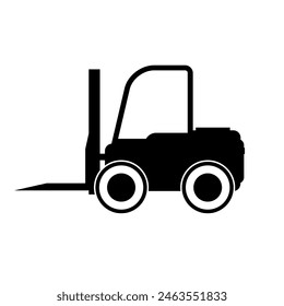 forklift cartoon warehouse. forklift vehicle silhouette. isolated white background editable