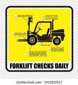  Forklift checks daily, sign and label vector