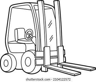 Forklift Coloring Page Isolated for Kids