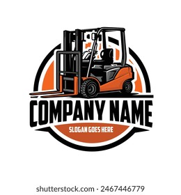 Forklift company ready made circle emblem badge logo vector Best for industrial related logo