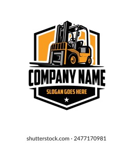 Forklift Company Ready Made Emblem Badge Logo Vector Best for Moving Company and Industrial Related Logo