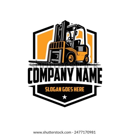 Forklift Company Ready Made Emblem Badge Logo Vector Best for Moving Company and Industrial Related Logo