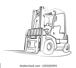 forklift contour vector illustration isolated
