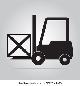 Forklift and crate symbol, icon vector illustration