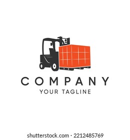 forklift delivery logo design on white background
