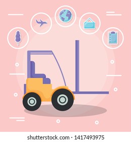 forklift with delivery service icons