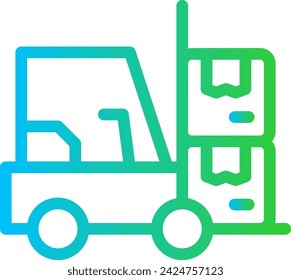 Forklift delivery delivery services icon with blue and green gradient outline style. delivery, transport, warehouse, transportation, truck, distribution, shipping. Vector Illustration