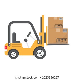 Forklift delivery truck flat icon, logistic and delivery, cargo vehicle sign vector graphics, a colorful solid pattern on a white background, eps 10.