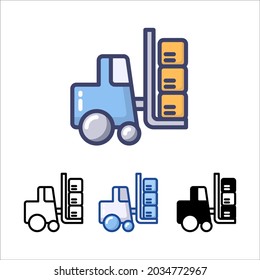 Forklift delivery truck icon symbol, Pictogram flat design for apps and websites, construction loader truck, Isolated on white background, Vector illustration