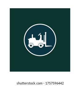 Forklift delivery truck vector icon illustration design background