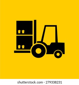 Forklift delivery truck vector icons