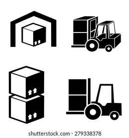Forklift delivery truck vector icons