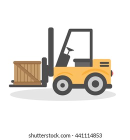 forklift driver loading fragile boxes and pallet