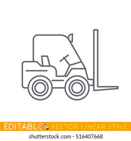 Forklift Editable Outline Sketch Icon.