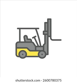 Forklift filled outline icon. forklift colour line illustration