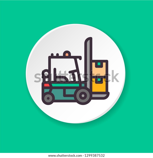 Forklift flat color icon. Concept shipping.\
Button for web or mobile app. Concept shipping. UI/UX user\
interface. Vector clipart. Editable\
stroke.