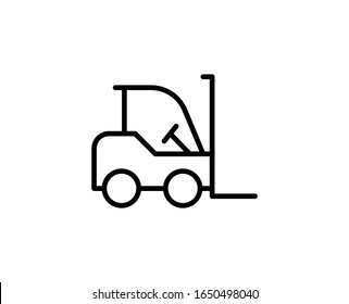 Gabelstapler-Symbol Einzelnes, qualitativ hochwertiges Umrisssymbol für Webdesign oder mobile App.  Gabelstapler-Dünnzeilenzeichen für Design-Logo, Visitenkarte usw. Leitbild EPS10