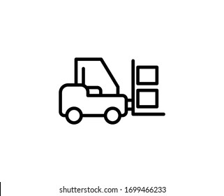 Forklift flat icon. Single high quality outline symbol for web design or mobile app.  Forklift thin line signs for design logo, visit card, etc. Outline pictogram EPS10