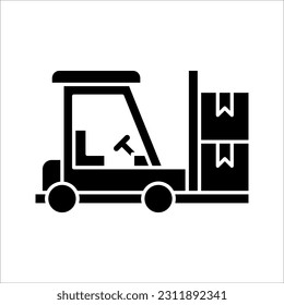 Forklift flat icon. Single high quality outline symbol for web design or mobile app. vector illustration on white background