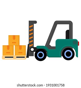 icono plano de carretilla elevadora de la ilustración vectorial