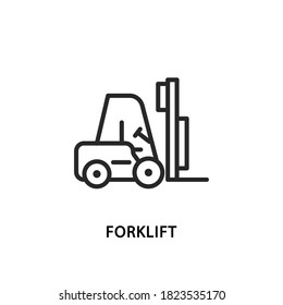 Forklift flat line icon. Vector illustration fork truck