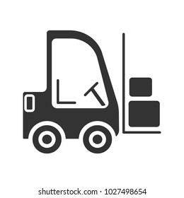 Forklift glyph icon. Lift truck. Silhouette symbol. Negative space. Fork hoist. Vector isolated illustration