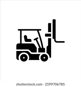Forklift glyph solid icon. forklift black illustration
