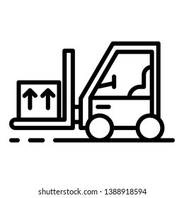 Forklift with goods icon. Outline forklift with goods vector icon for web design isolated on white background