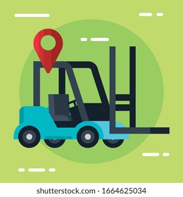 forklift and gps mark design, Delivery logistics transportation shipping service warehouse industry and global theme Vector illustration