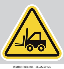 Forklift Hazard Warning Sign – Yellow Triangle Safety Symbol for Industrial Vehicles and Warehouse Protection