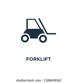 Forklift icon. Black filled vector illustration. Forklift symbol on white background. Can be used in web and mobile.