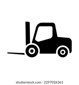 Forklift icon. Black silhouette. Side view. Vector simple flat graphic illustration. Isolated object on a white background. Isolate.