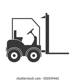 Forklift icon in black style isolated on white background. Logistic symbol stock vector illustration.