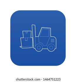 Forklift icon blue vector isolated on white background