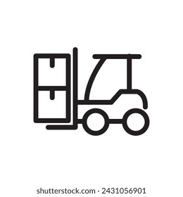 forklift icon carrying boxes, marker icon or instructions in factory warehouse. vector eps 10