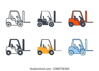 Collection d'icônes de chariot élévateur à fourche avec différents styles. icône chariot élévateur à fourche symbole d'illustration vectorielle isolé sur fond blanc